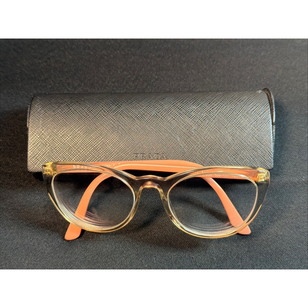 Prada VPR 07V Clear Pink Nude Cat Eye Eyeglasses Frames 51[]20-145 W/ Case